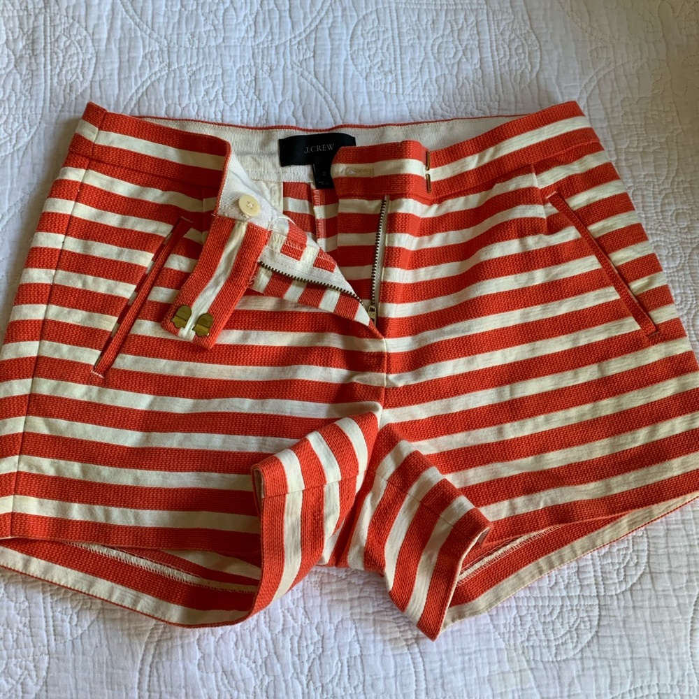 Orange striped JCrew Twill Shorts